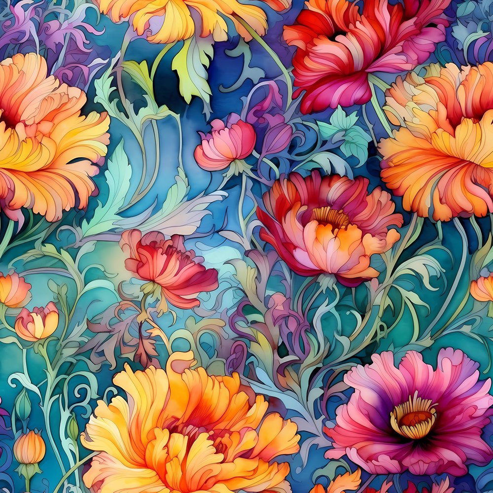New Pattern Fabric Nouveau Floral Pattern #8 Fabric
