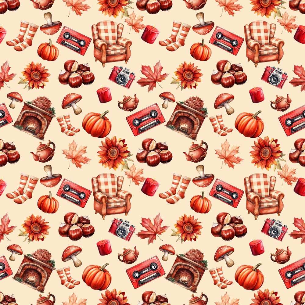 Orage Fall Pattern Orange Fall Elements Fabric