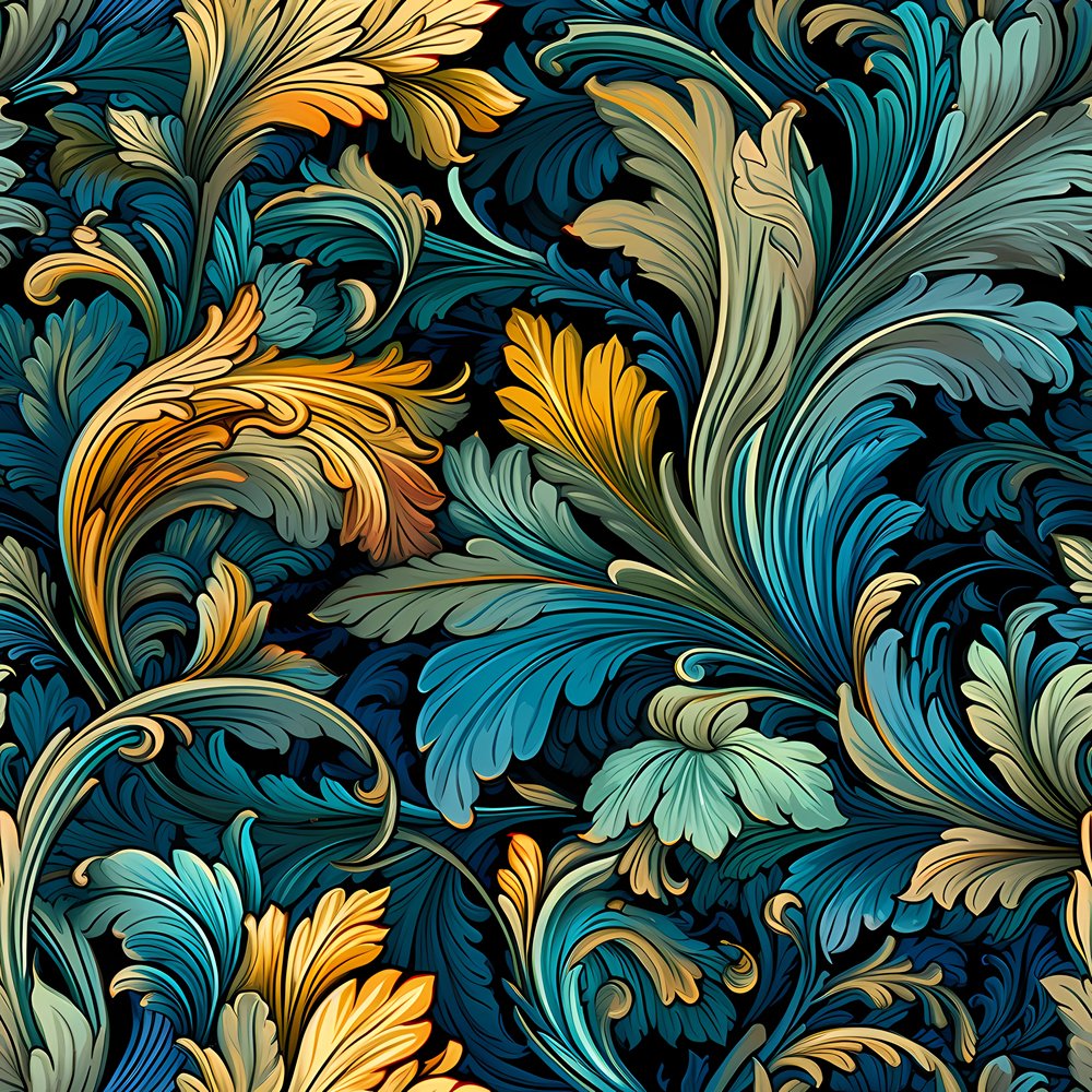 Ornate Renaissance Floral Pattern #16 Fabric