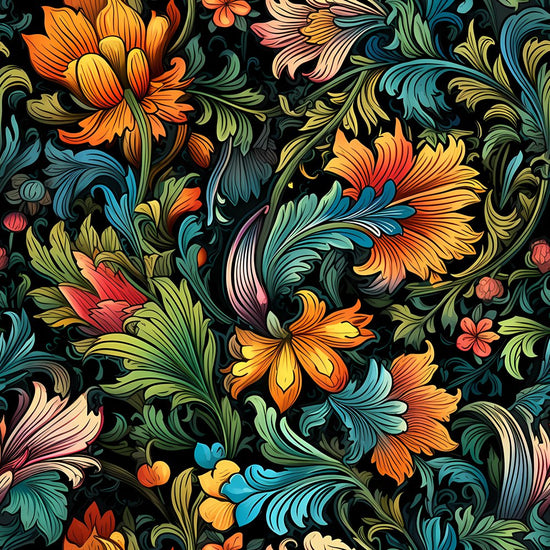 Ornate Renaissance Floral Pattern #4 Fabric