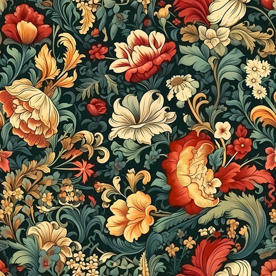 Ornate Renaissance Floral Pattern #7 Fabric