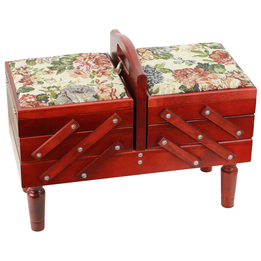 3-Tier Wooden Sewing Caddy with Tapestry Top image # 39574