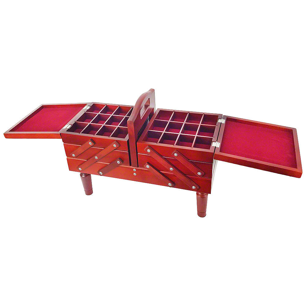 3-Tier Wooden Sewing Caddy with Tapestry Top image # 39573