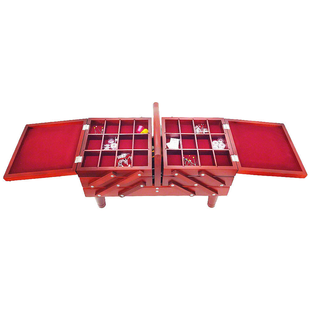 3-Tier Wooden Sewing Caddy with Tapestry Top image # 39576