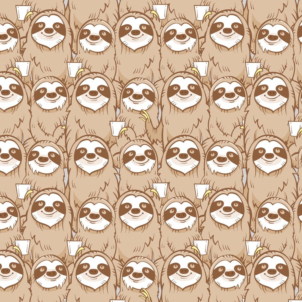 Packed Cartoon Sloths Fabric