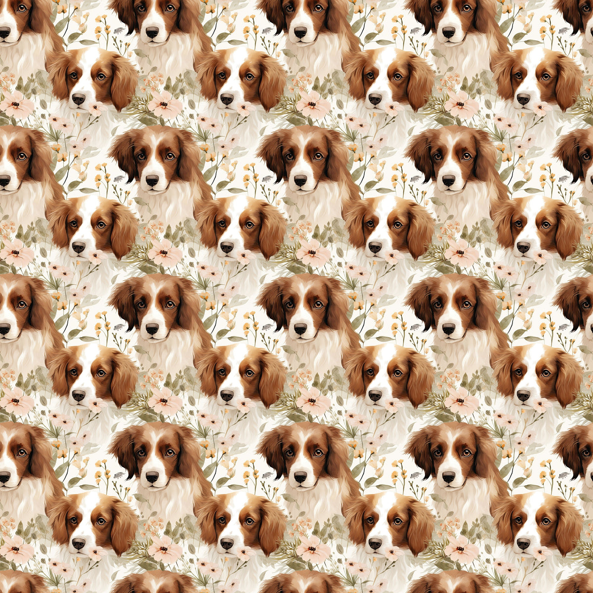 Packed Dog & Floral Fabric