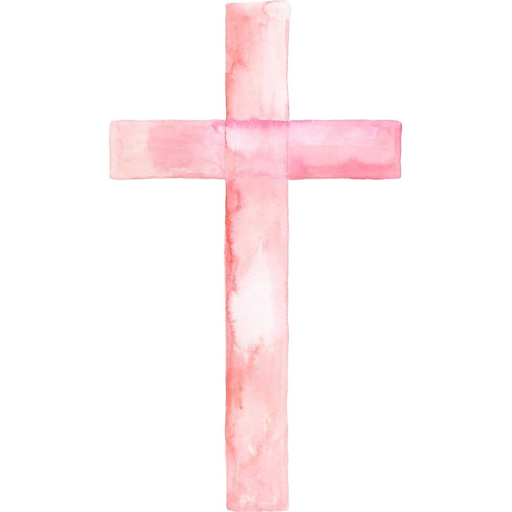 Pastel Watercolor Cross Fabric Panel - Light Pink