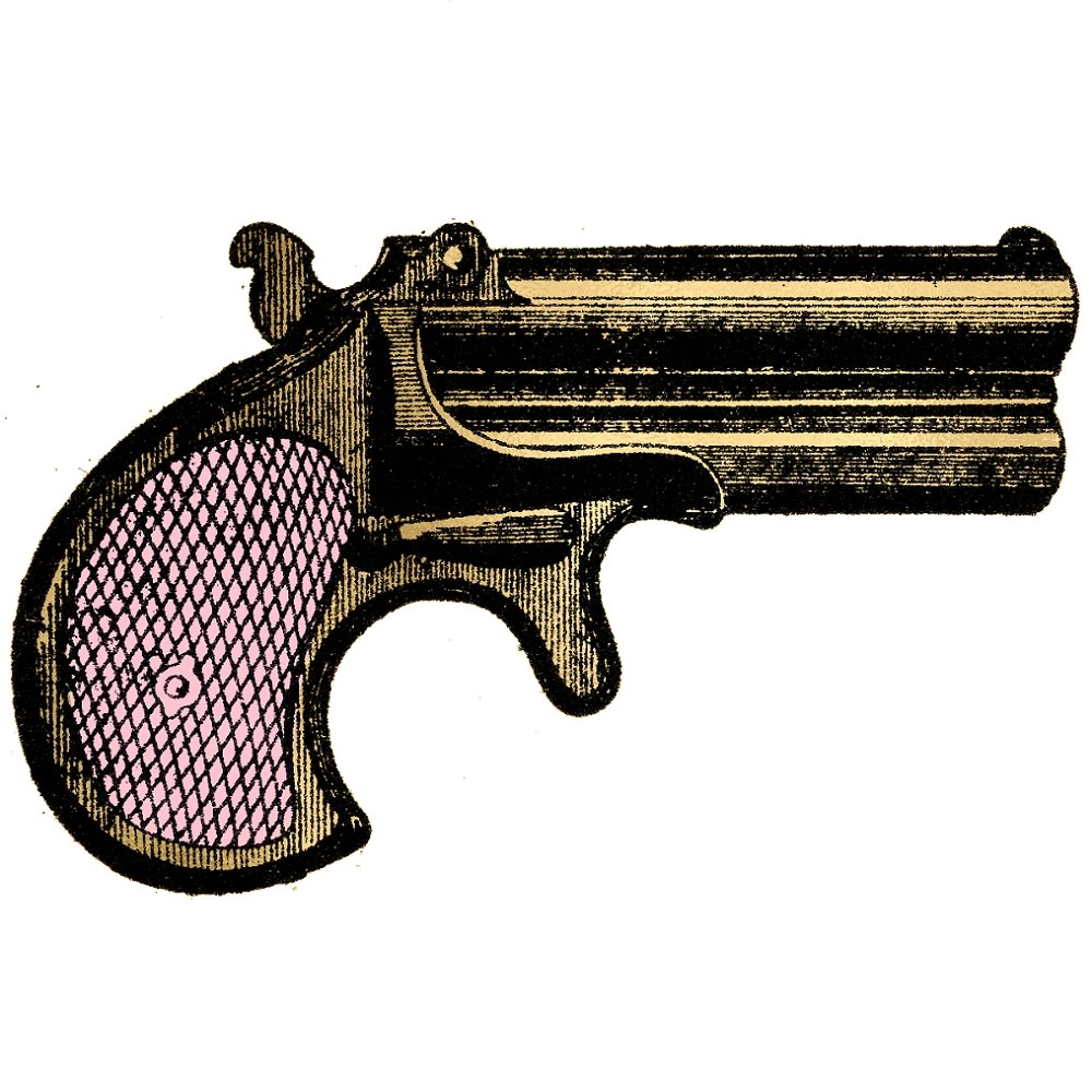 Pink and Gold Steampunk Gun Fabric Panel