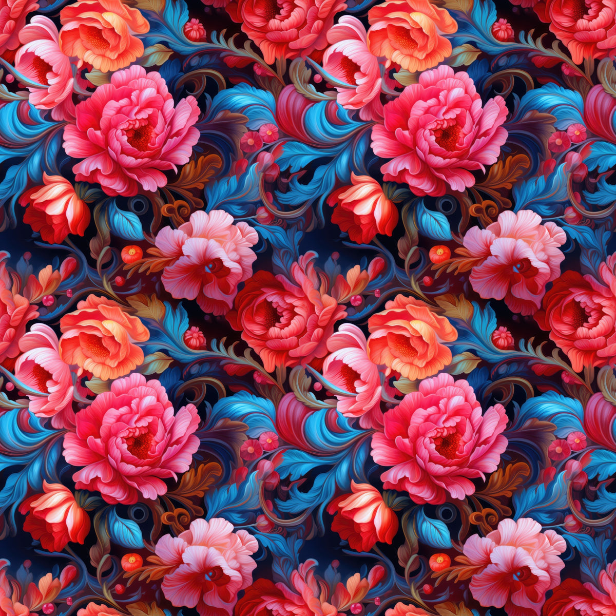 Psychedelic Roses Fabric