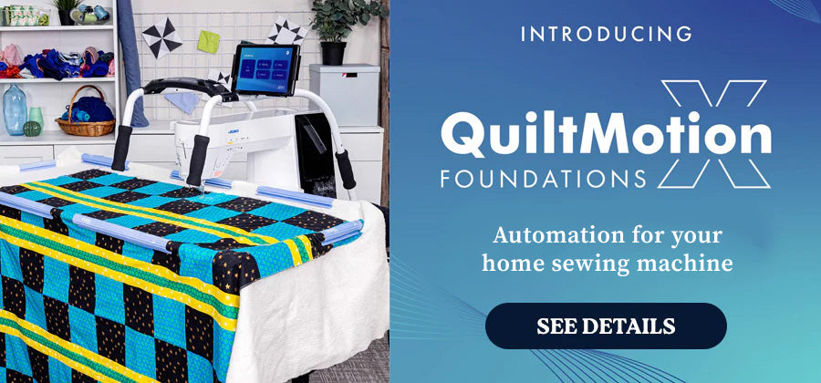QuiltMotion Foundations X automation system for home sewing and quilting machines.