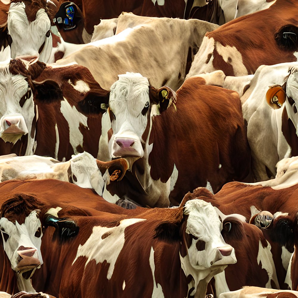 Realistic Packed Cows Pattern #2 Fabric