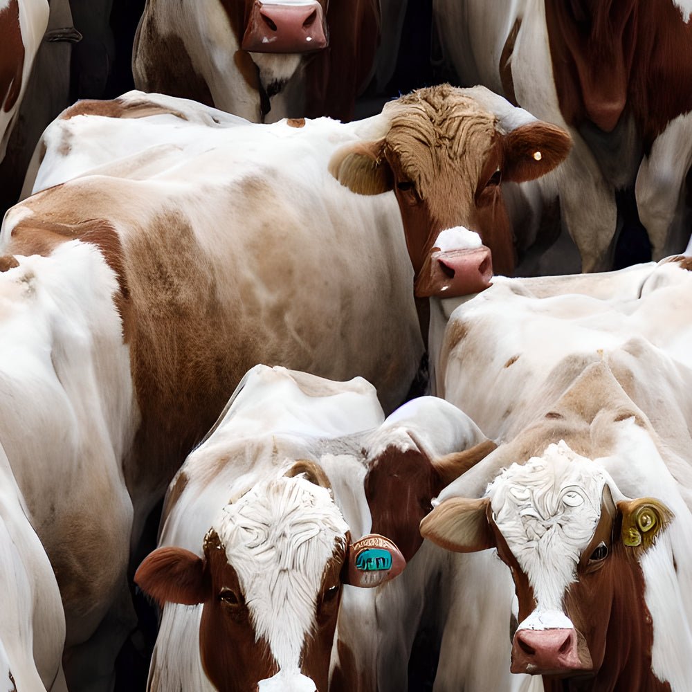 Realistic Packed Cows Pattern #3 Fabric