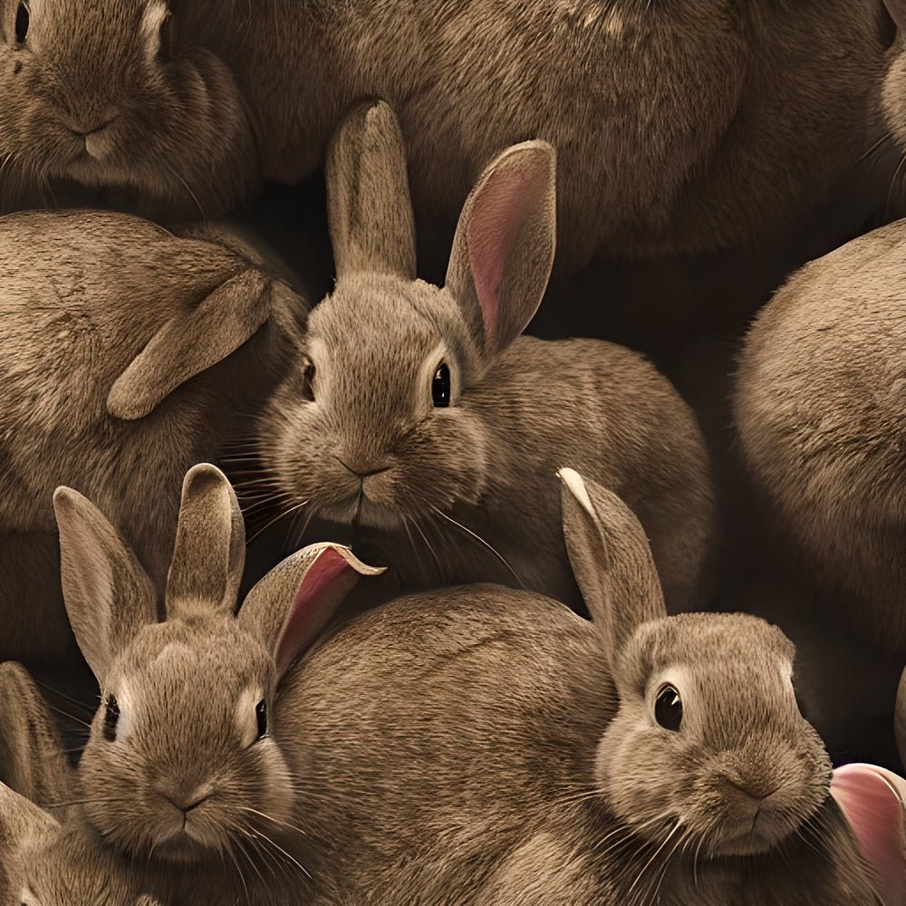 Realistic Packed Rabbits Pattern #1 Fabric