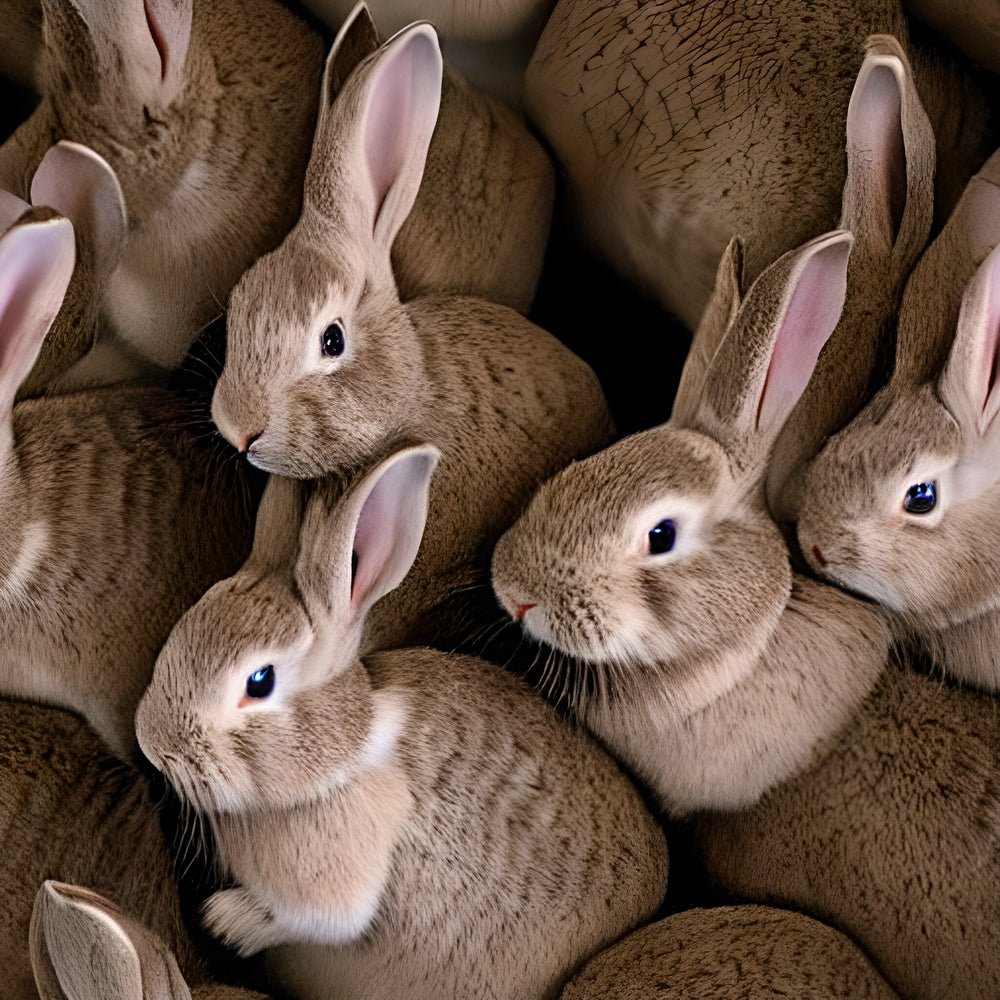 Realistic Packed Rabbits Pattern #2 Fabric