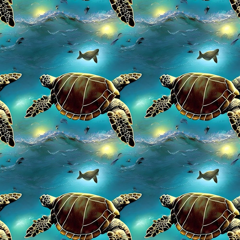 Realistic Sea Turtles Fabric