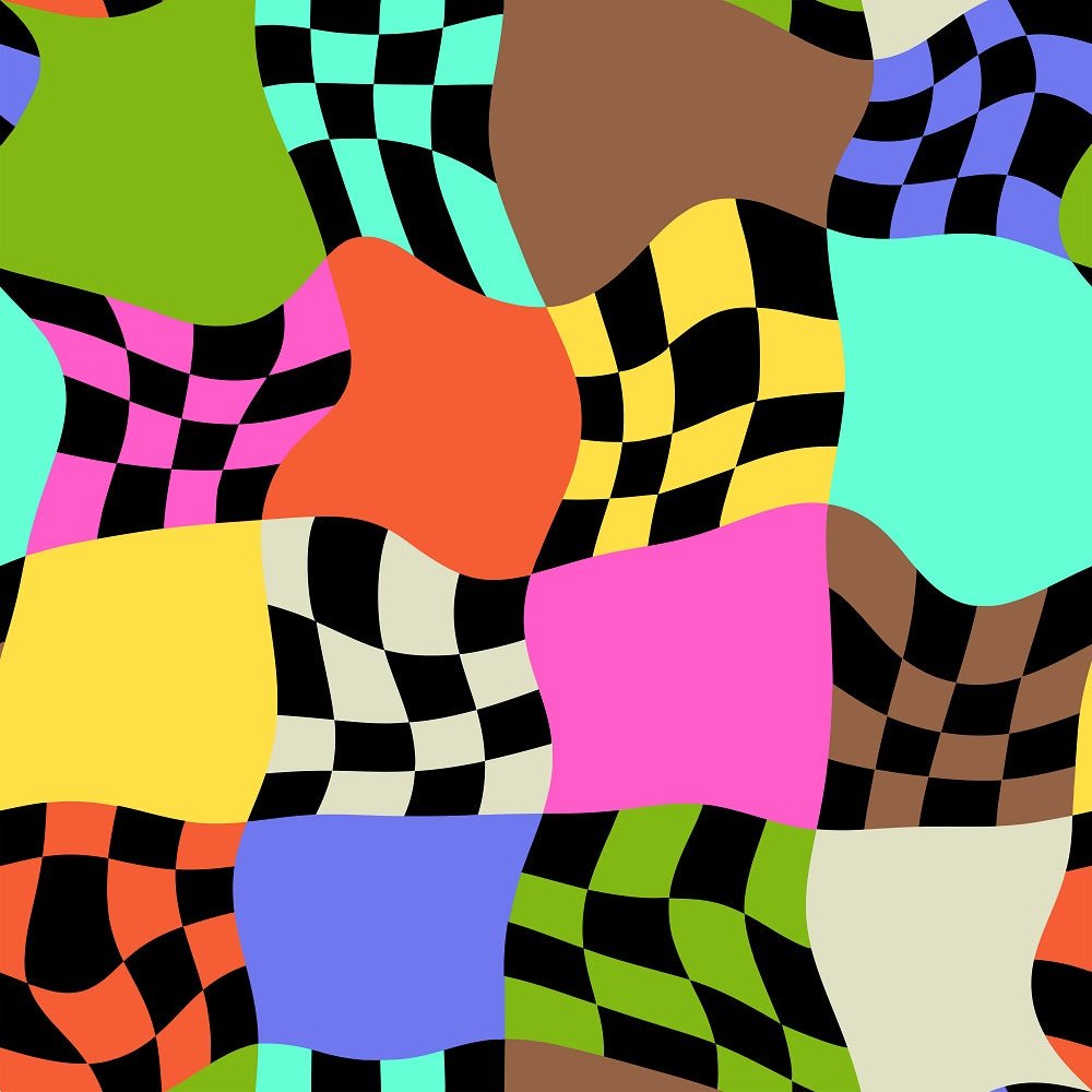 Retro Geometric Checkered Pattern #3 Fabric