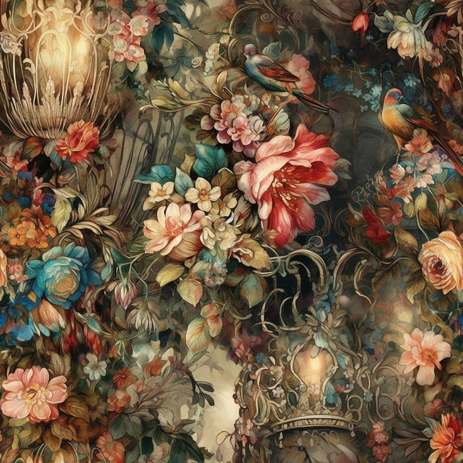 Rococo Flowers Pattern #3 Fabric