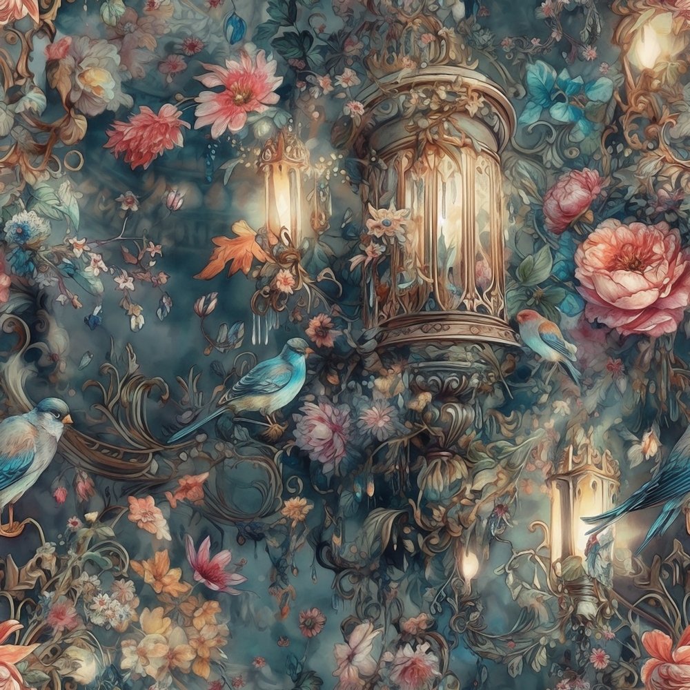 Rococo Flowers Pattern #4 Fabric