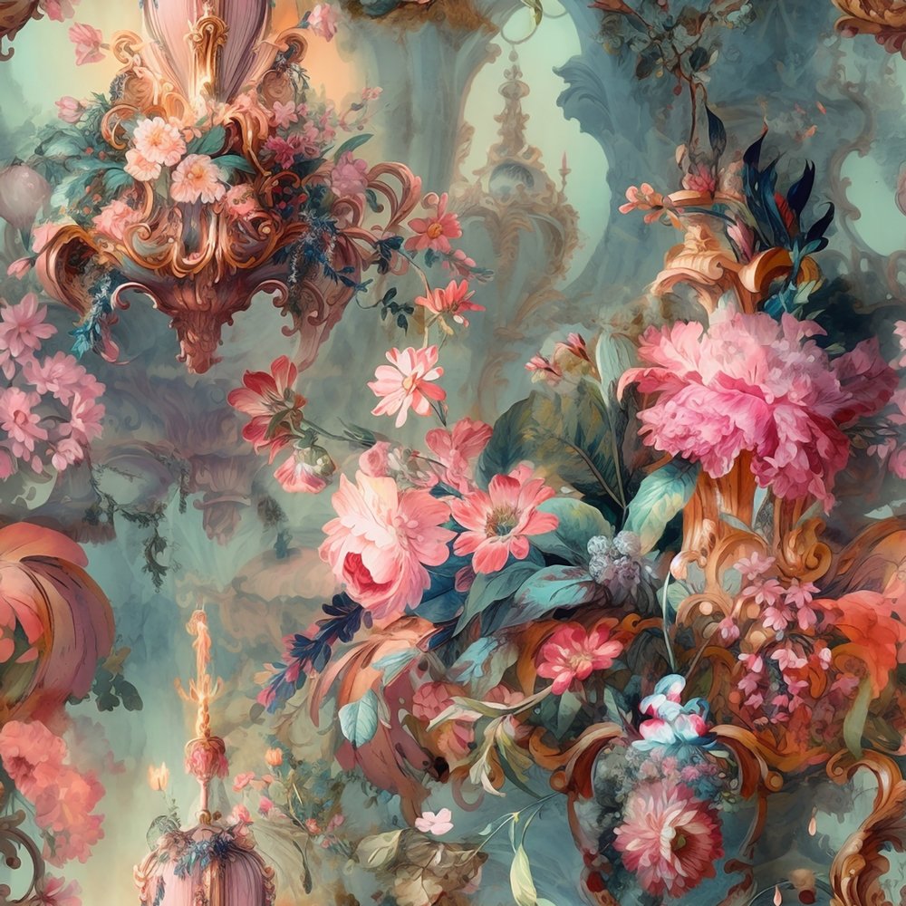 Rococo Flowers Pattern #8 Fabric