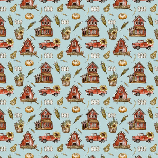 Rustic Farmhouse Fabric - Blue