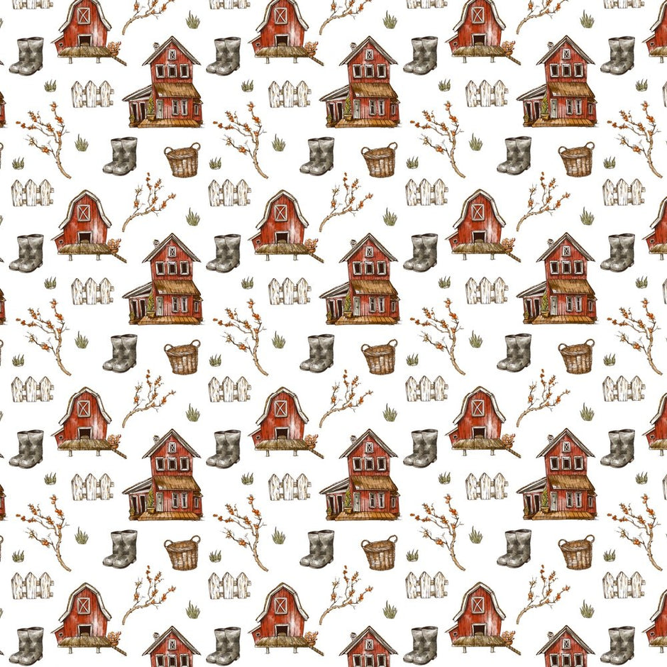 Rustic Farmhouse Fabric - White