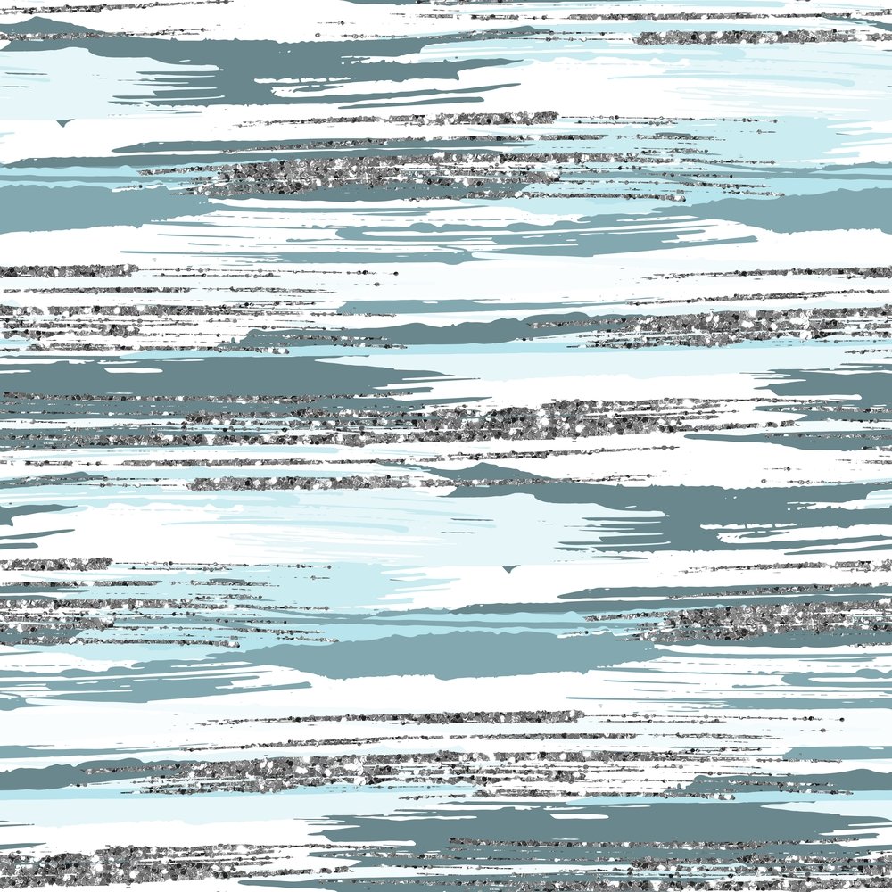 Silver Glitter and Brush Stroke Fabric - Light Washed Blue