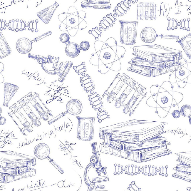 Sketched Science Allover Fabric - Purple