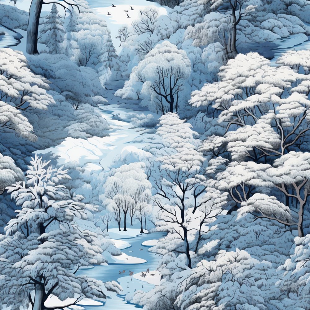 Winter Pattern Material Snowy Winter Forest Pattern #10 Fabric