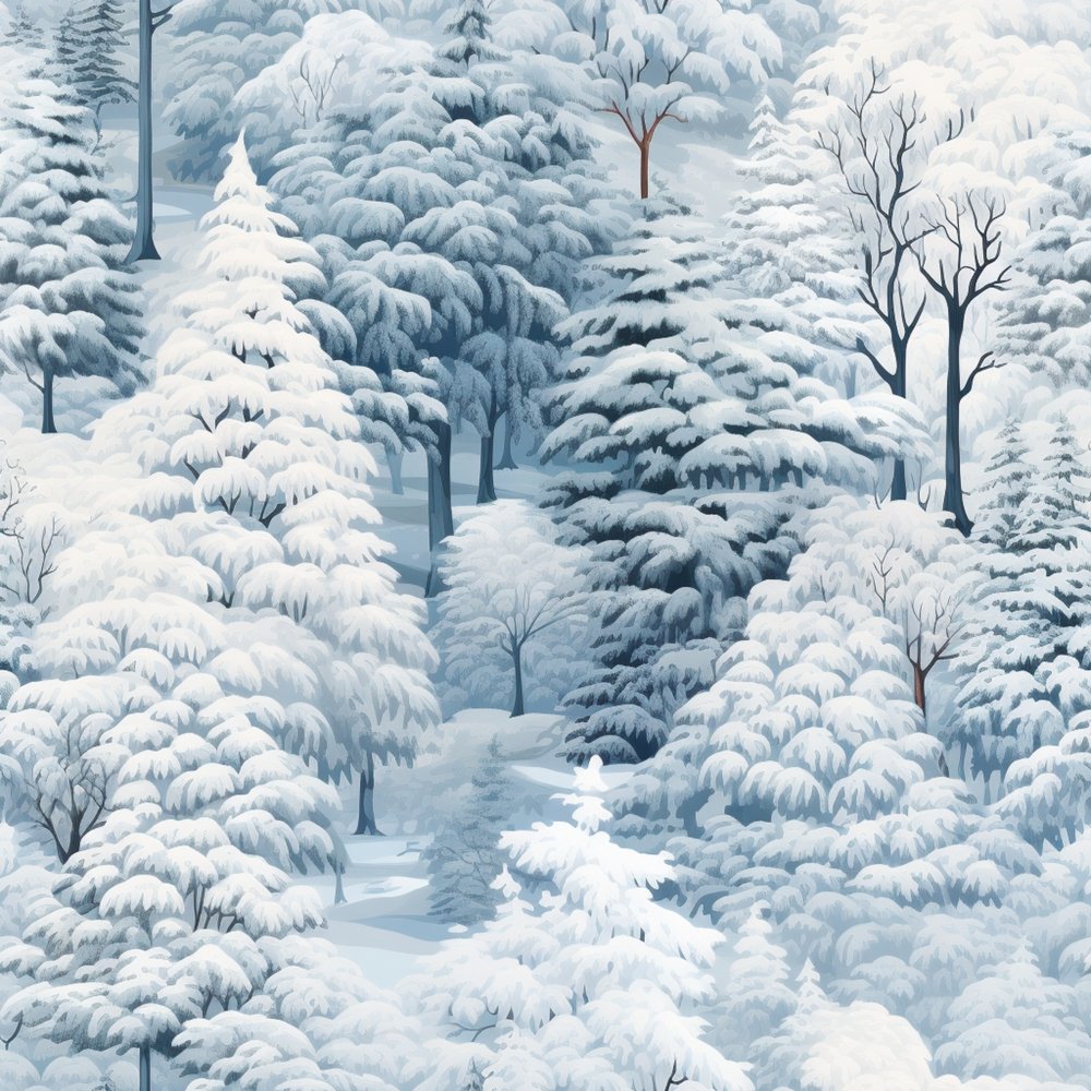 Forest Pattern Material Snowy Winter Forest Pattern #12 Fabric