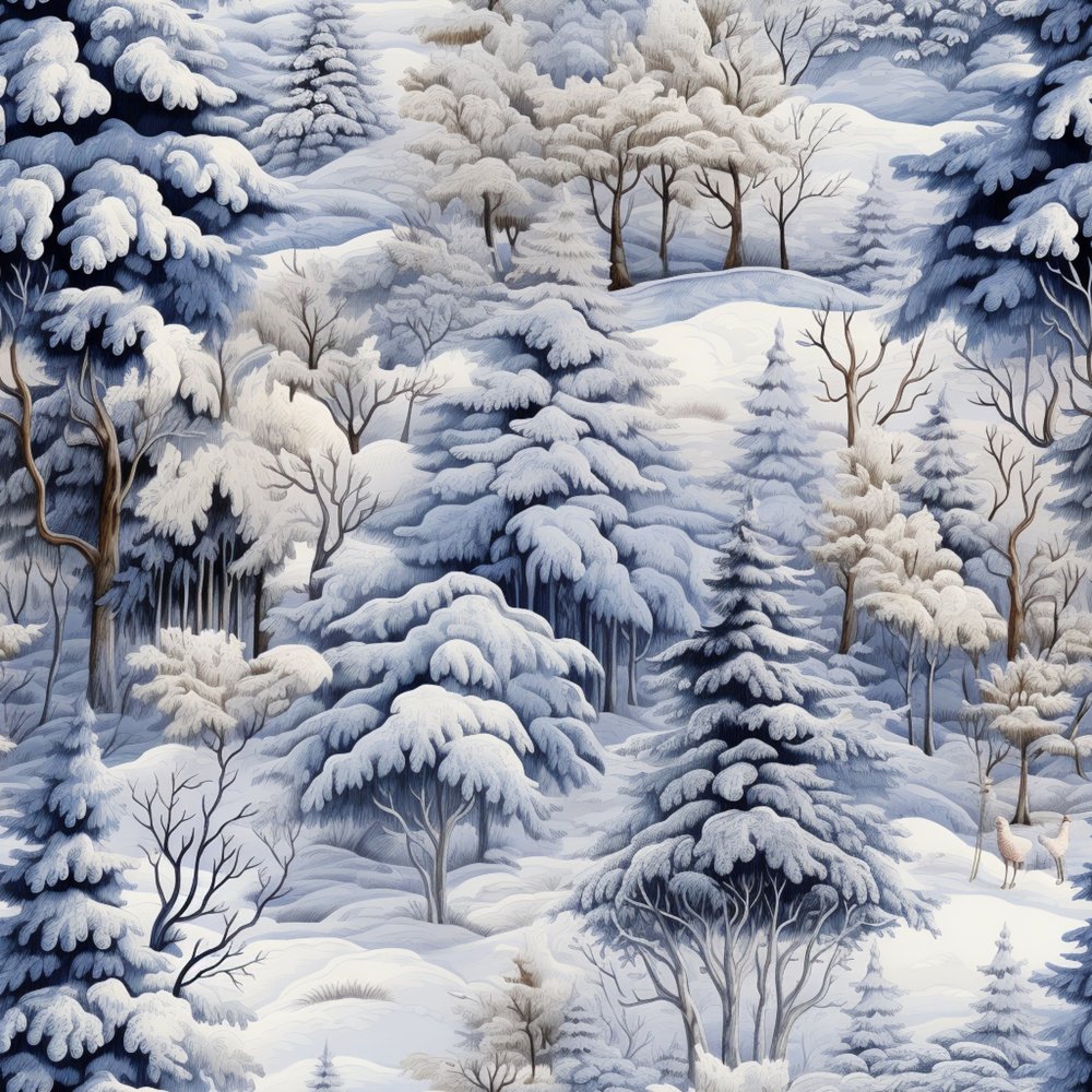 Snowy Winter Forest Pattern #15 Fabric