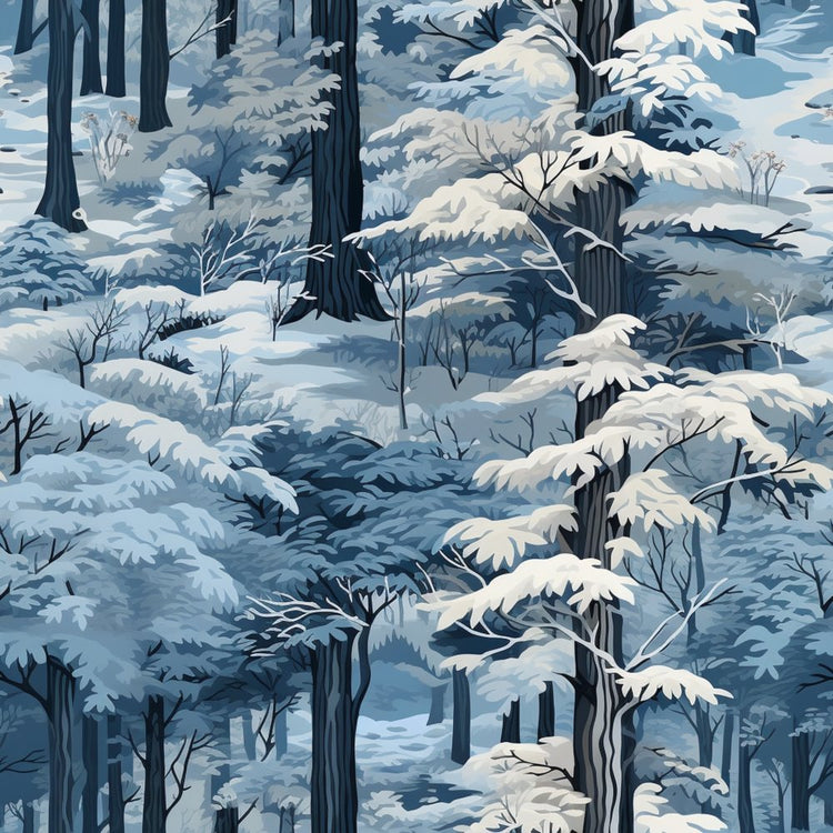 Forest Pattern Material Snowy Winter Forest Pattern #16 Fabric