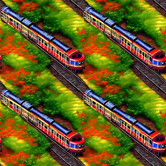 Springtime Allover Train Fabric
