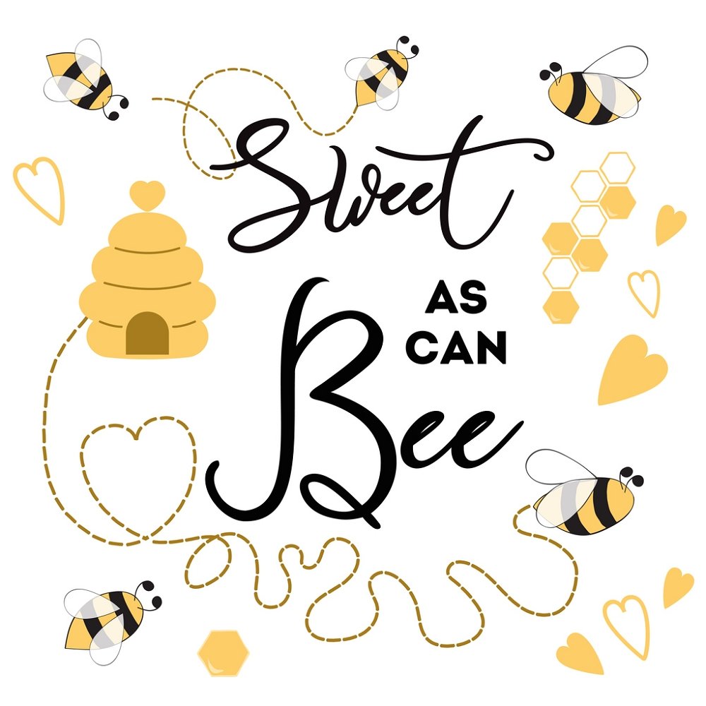 Sweet As Can Bee Fabric Panel - White