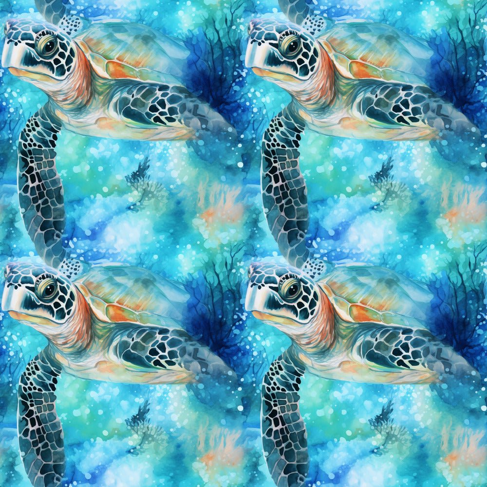 Swimming Sea Turtles Pattern #2 Fabric