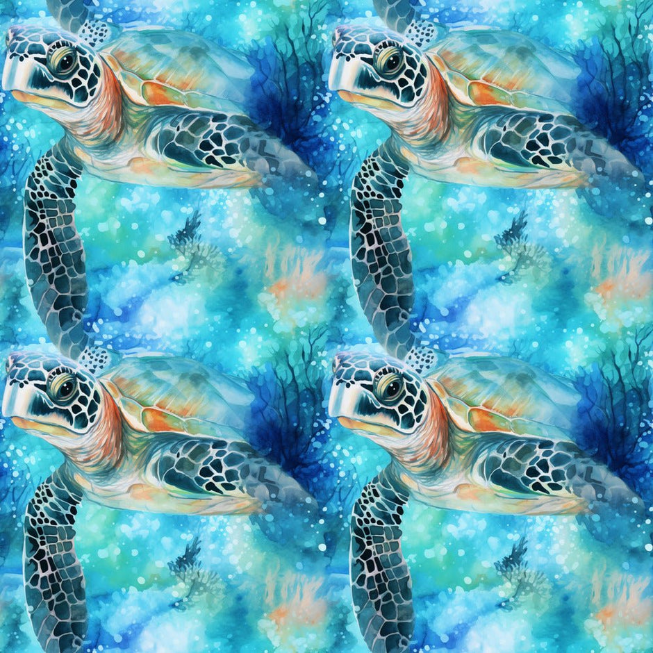 Swimming Sea Turtles Pattern #2 Fabric