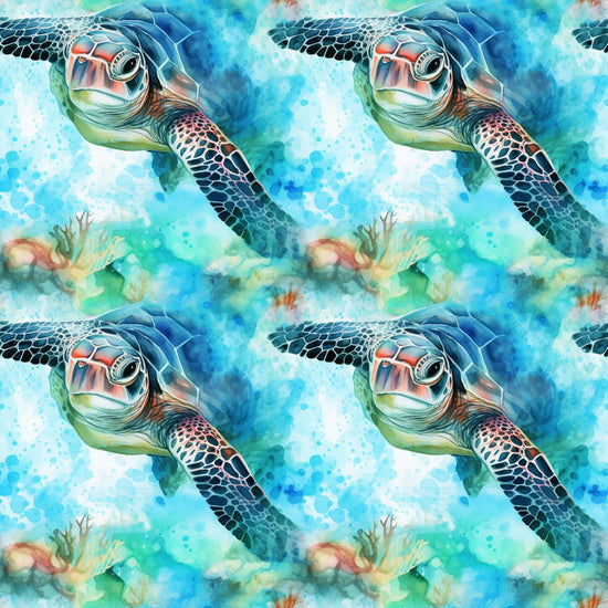 Swimming Sea Turtles Pattern #3 Fabric