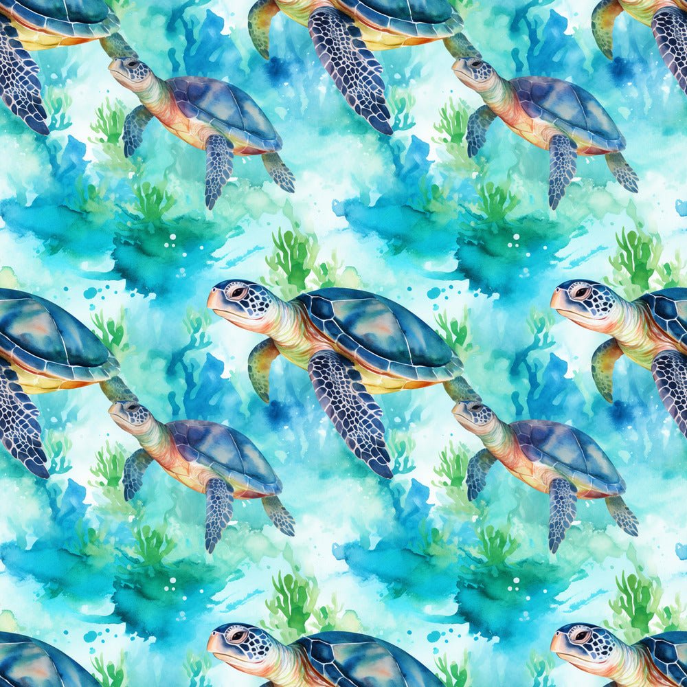 Swimming Sea Turtles Pattern #4 Fabric