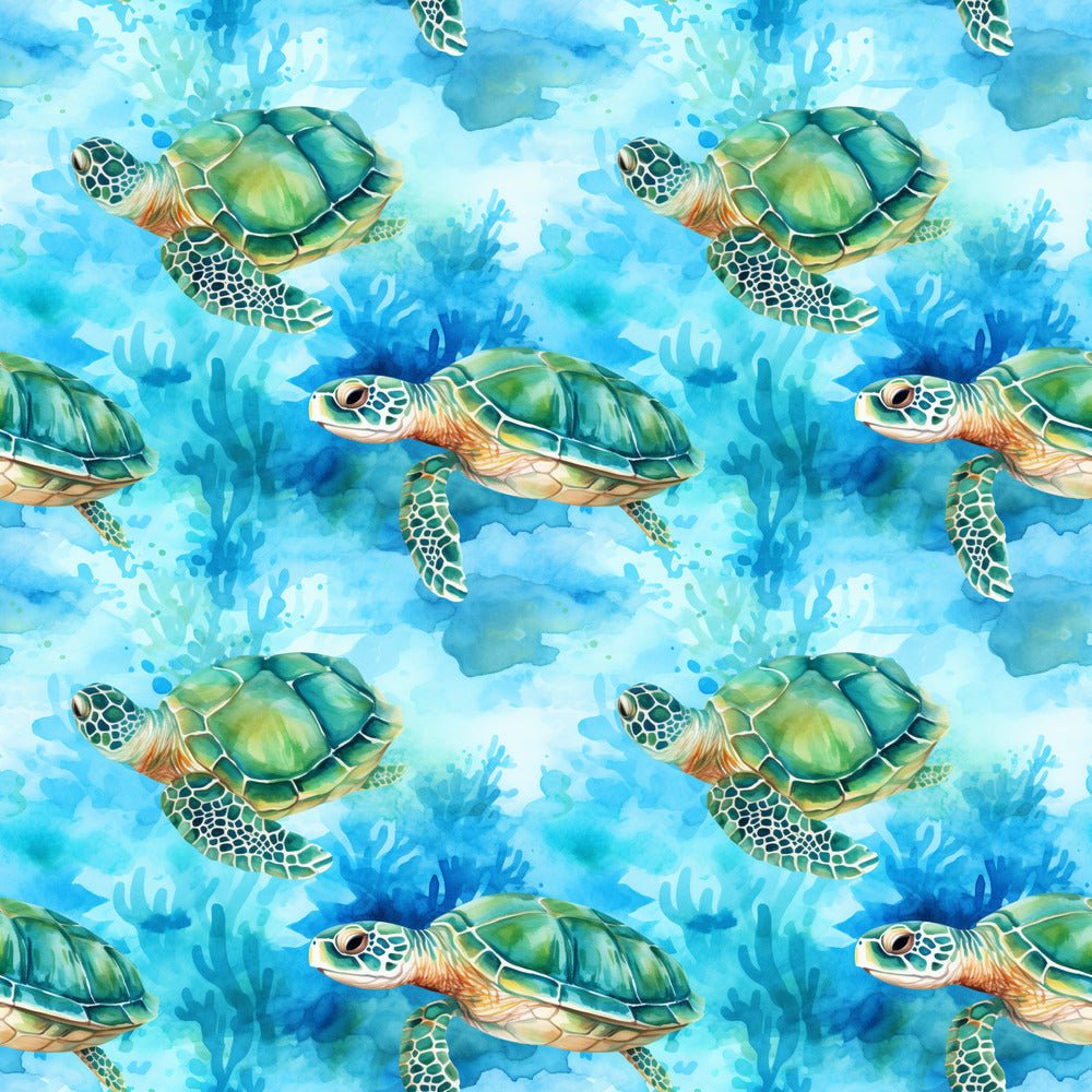 Swimming Sea Turtles Pattern #5 Fabric