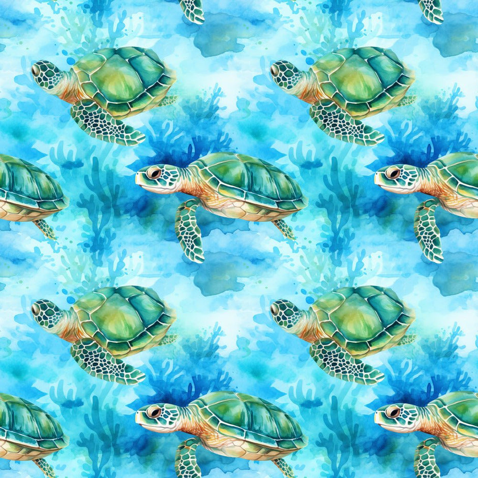 Swimming Sea Turtles Pattern #5 Fabric