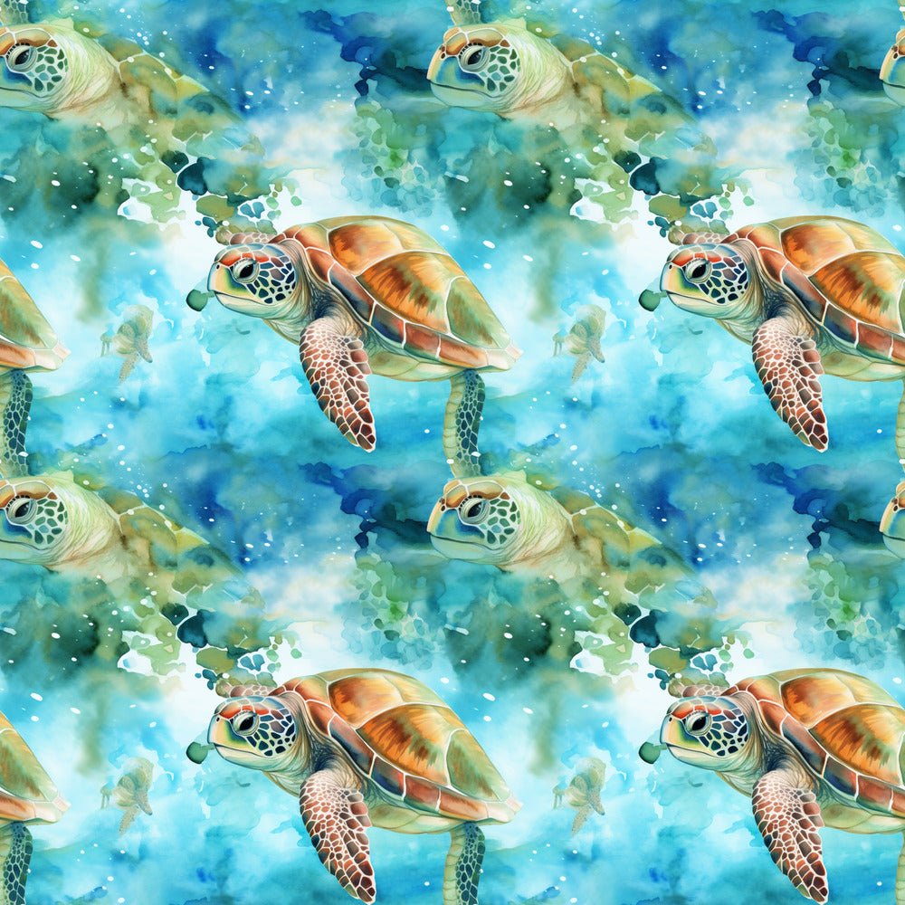 Swimming Sea Turtles Pattern #8 Fabric