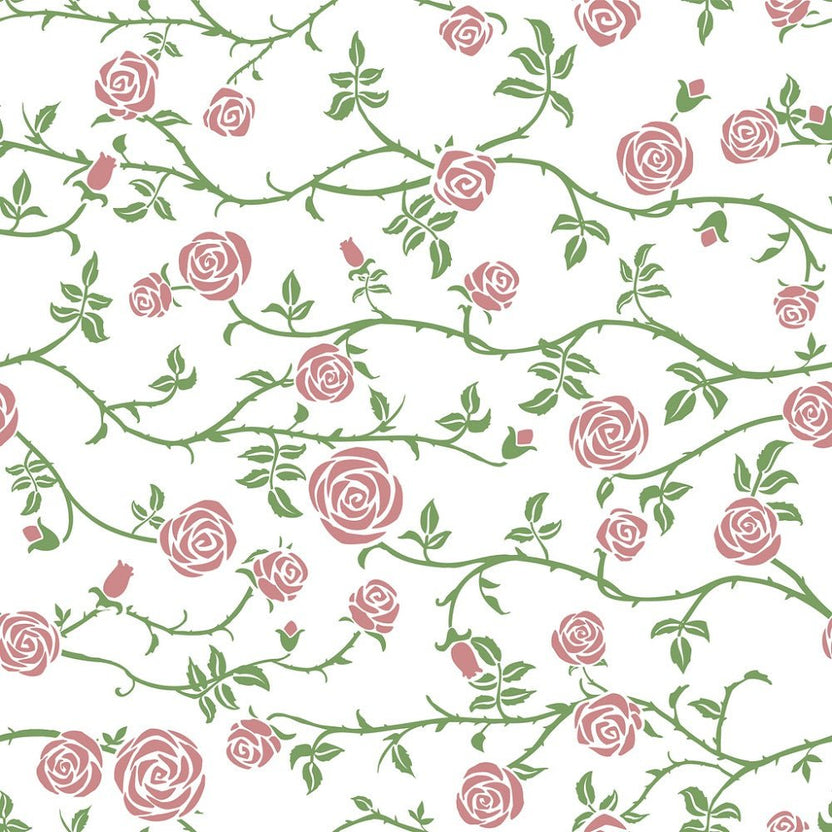 Tender Pink Roses & Thorns Fabric