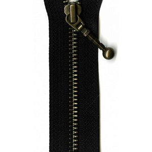 Antique Brass Separating Zipper, YKK #36, Black 26in image # 24796
