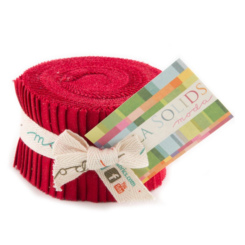 Christmas Red, Moda Bella Solids Fabric, Junior Jelly Roll image # 35937