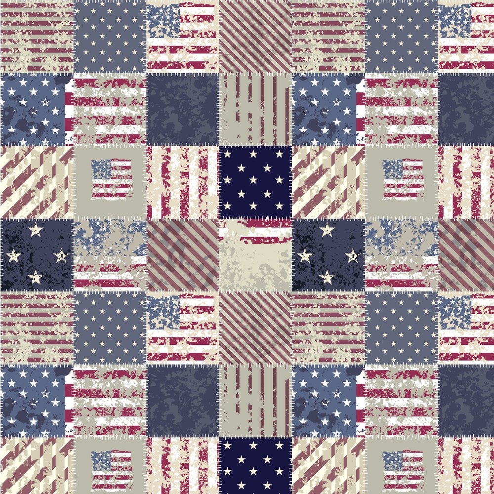 Patchwork Flags USA Flag Patchwork Fabric - Multi