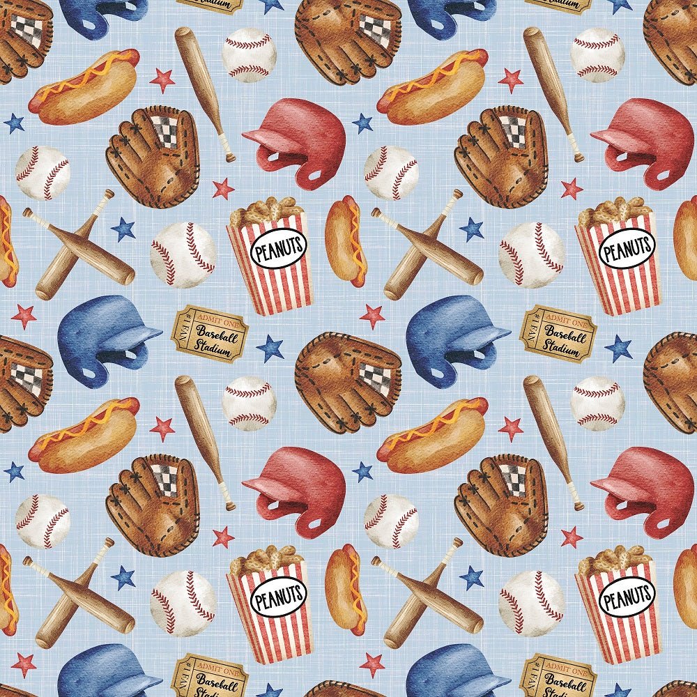 Vintage Baseball Fabric - Blue