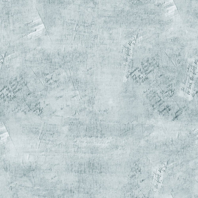 Vintage Script Fabric - Light Washed Blue