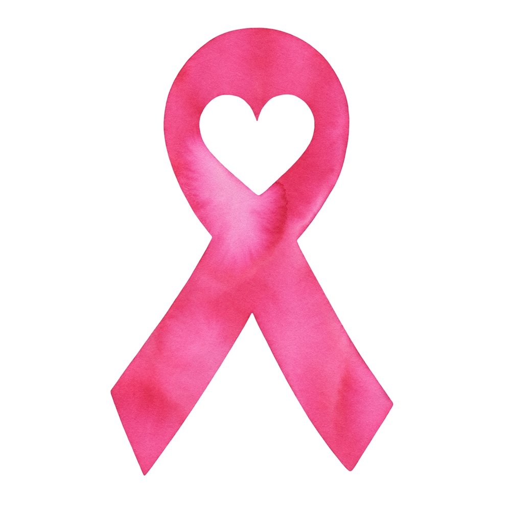 Watercolor Breast Cancer Ribbon Fabric Panel