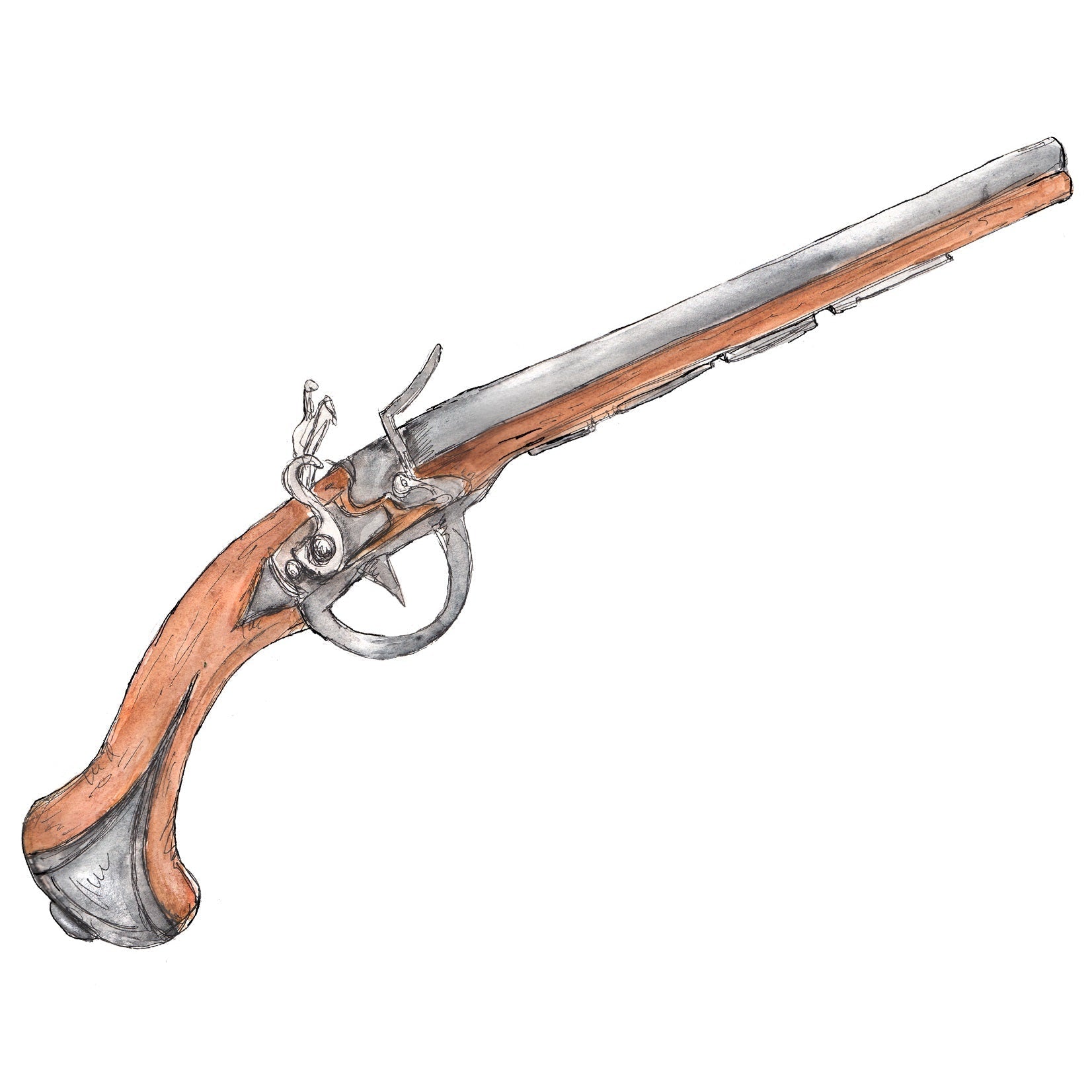 Watercolor Gun Fabric Panel