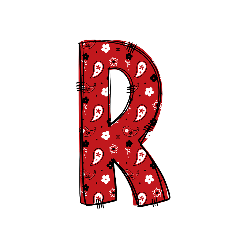 Western Cowboy ''R'' Paisley Fabric Panel