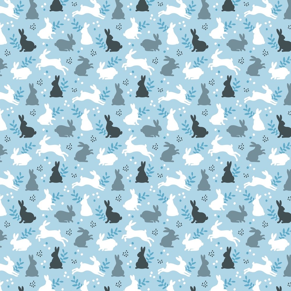 Winter Rabbit Fabric - Blue